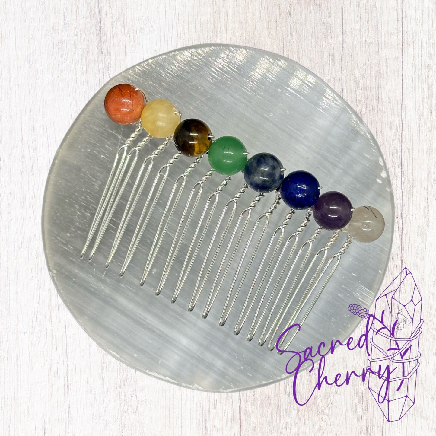 Align Your Chakras Crystal Bead Hair Comb