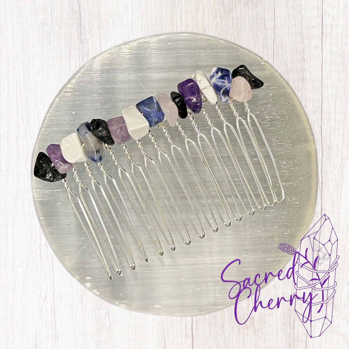 Anxiety Crystal Chip Hair Comb