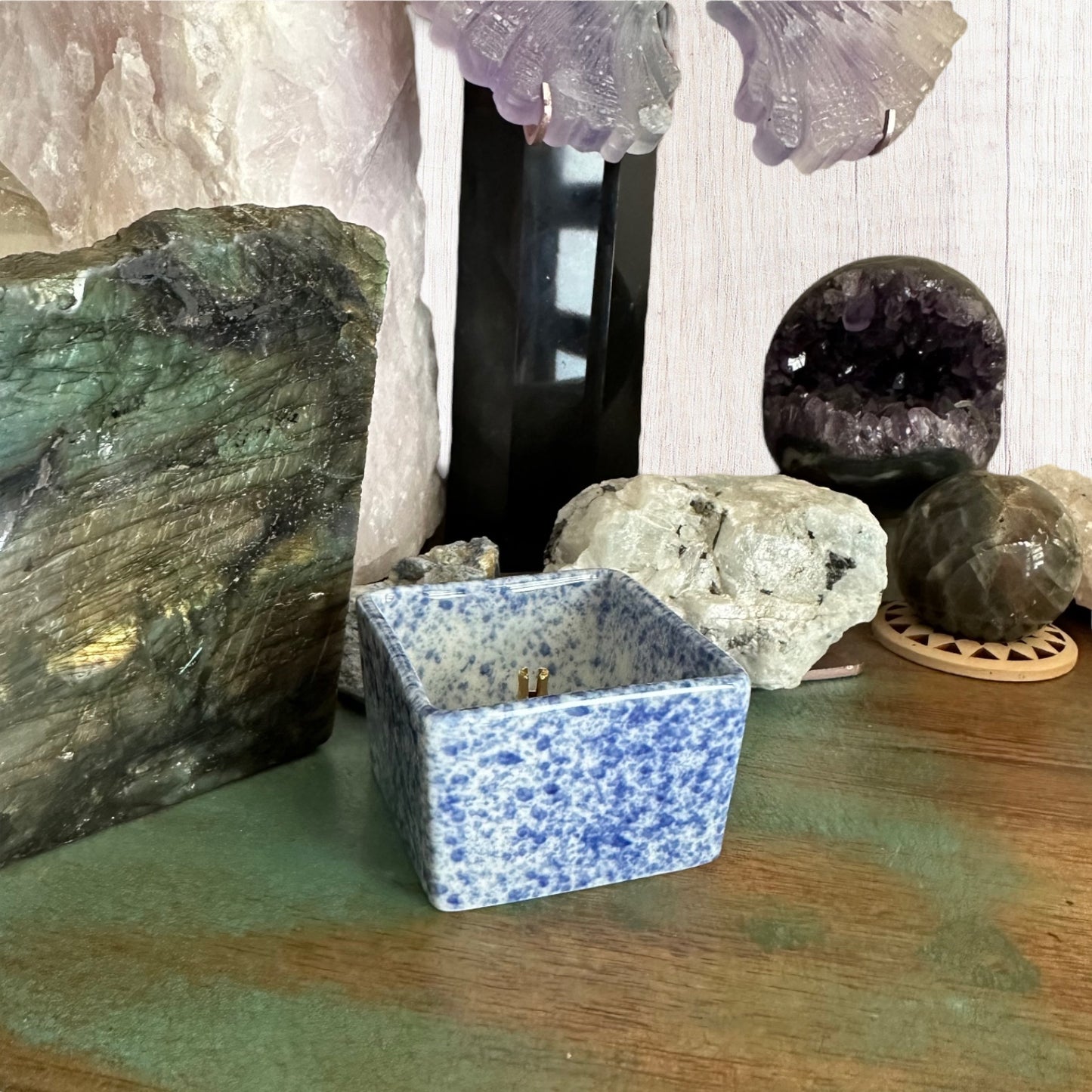 Blue Square Dish Incense Holder