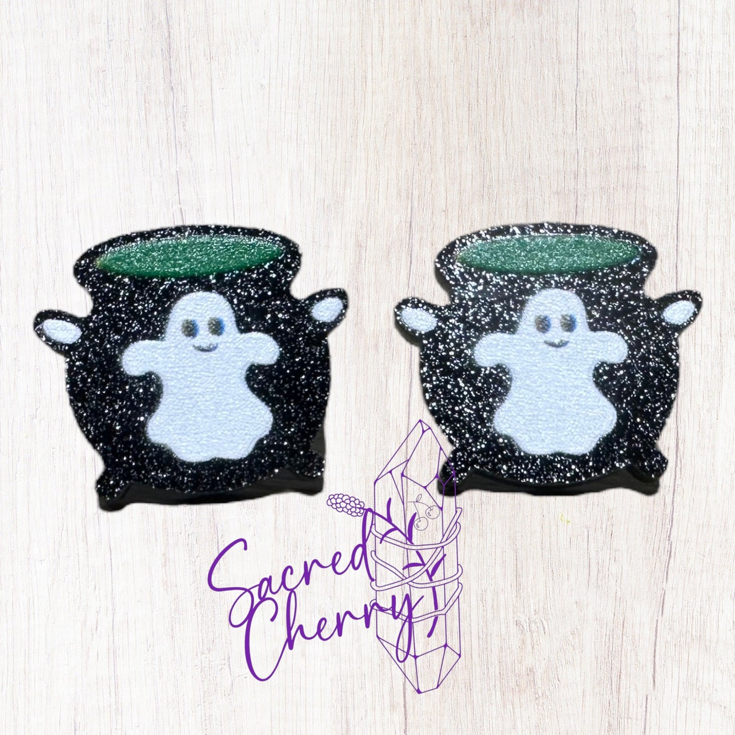 Halloween Cauldron Ghost Stud Earrings