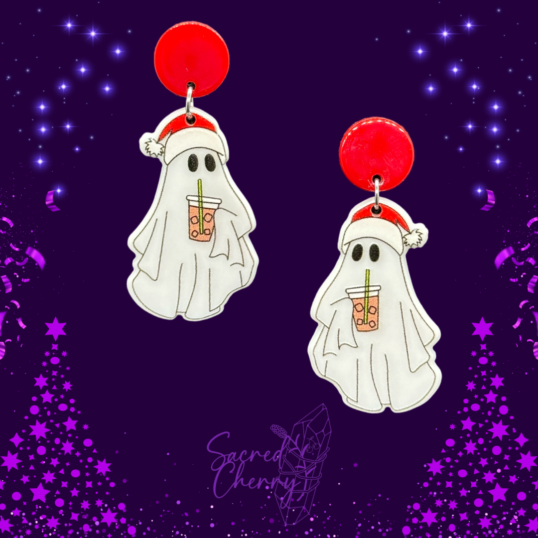 Christmas Drink Ghost Earrings