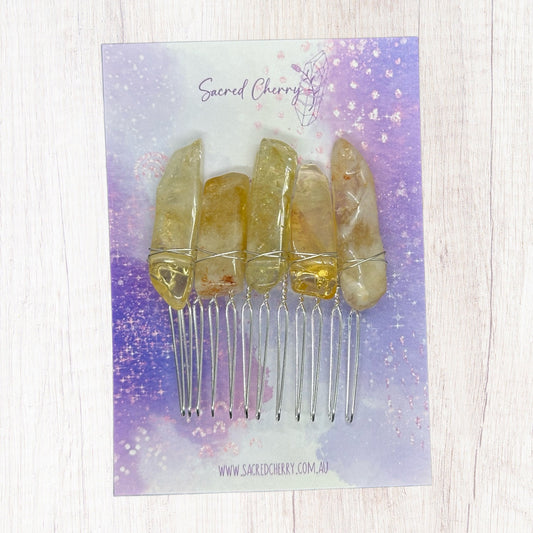 Citrine Crystal Hair Comb