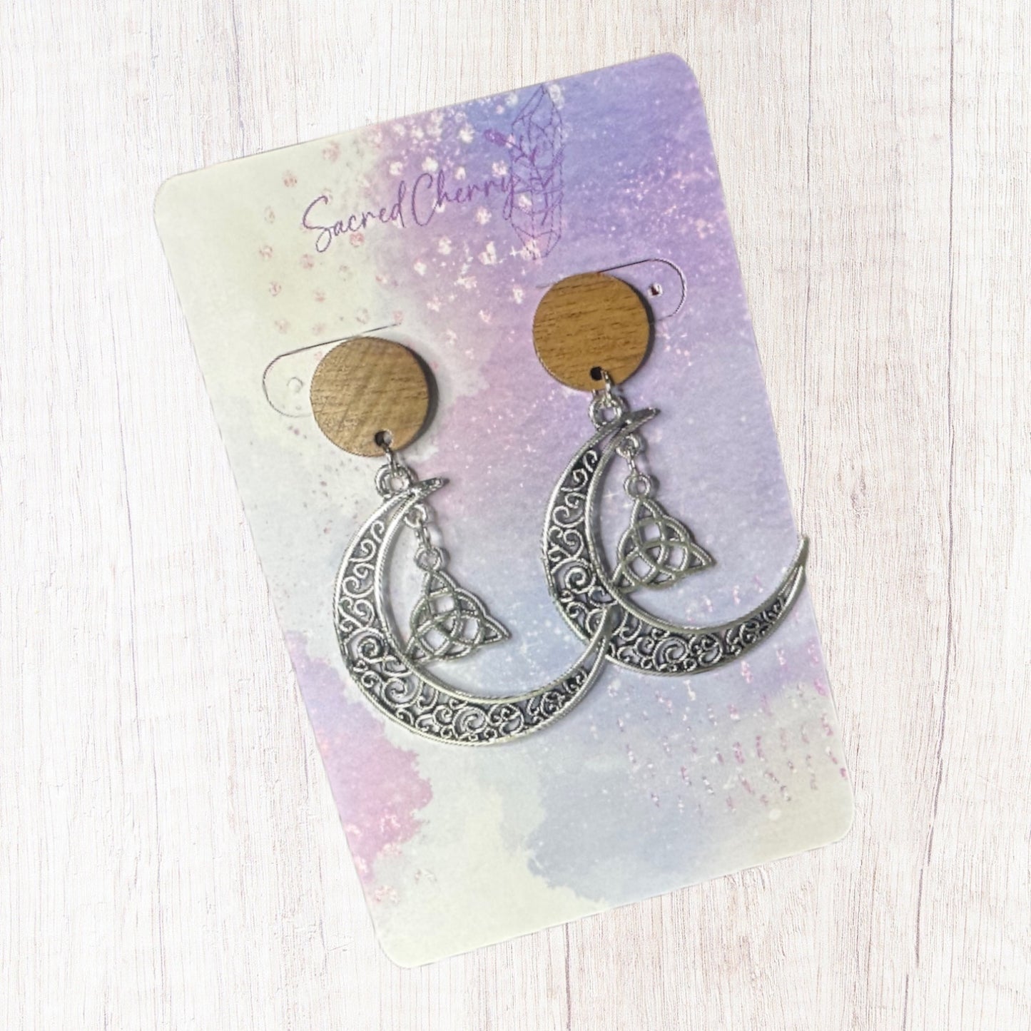 Crescent Moon Triquetra Earrings