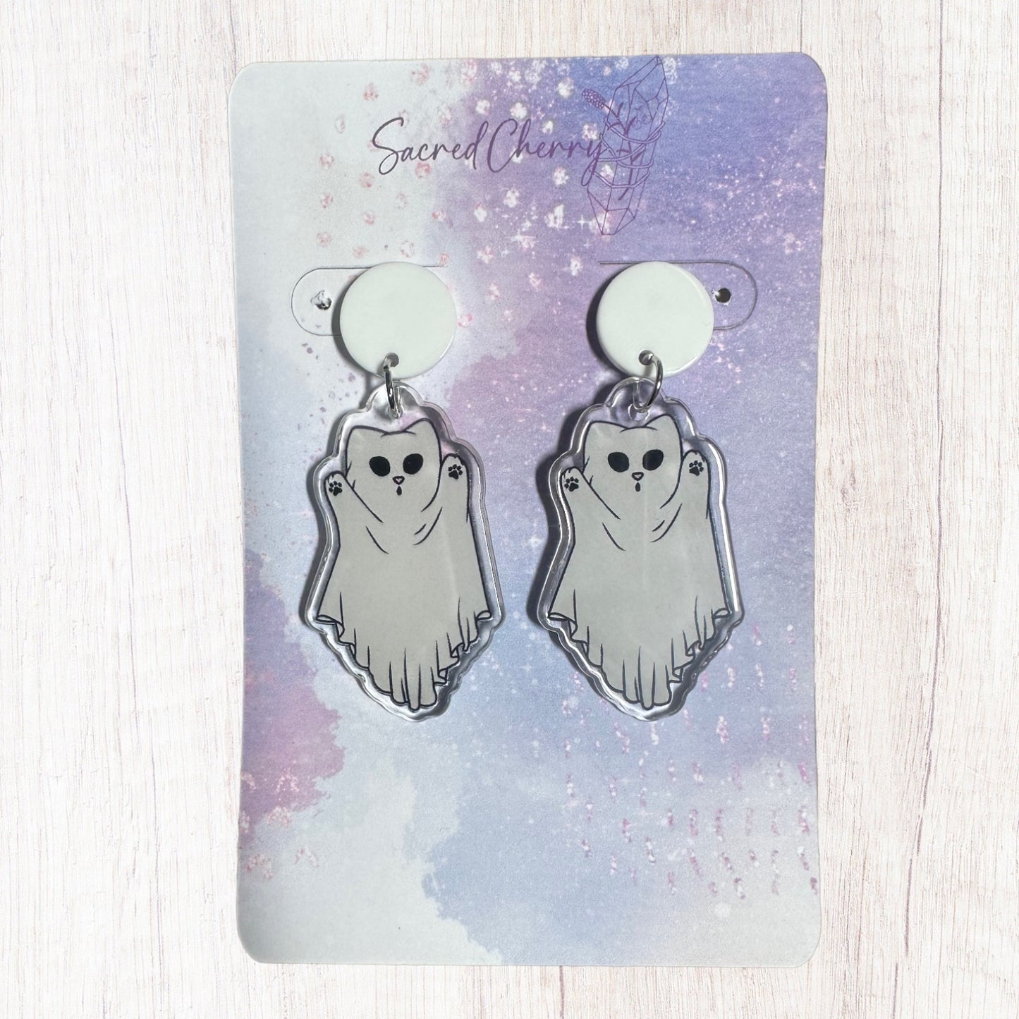 Halloween Cat Ghost Earrings