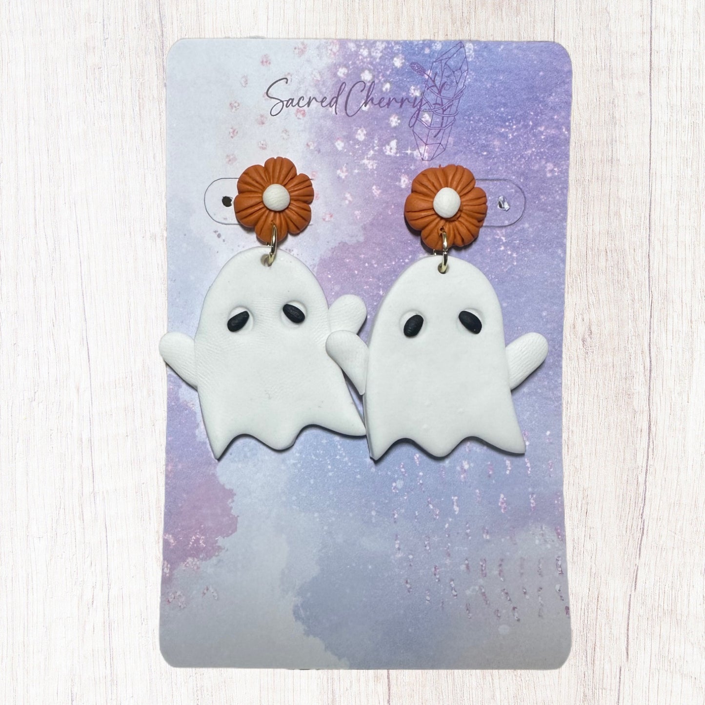 Halloween Cute Ghost Floral Topper Earrings