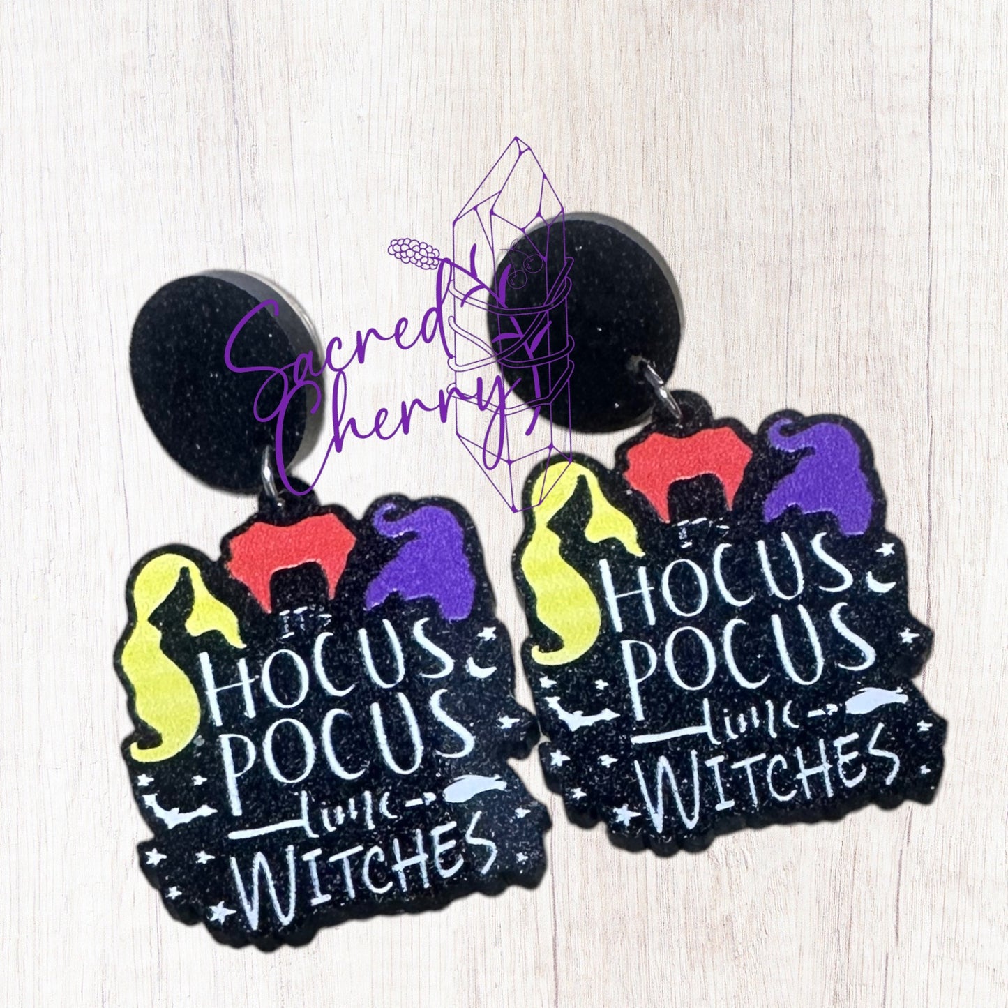 Halloween It's Hocus Pocus Time Witches Earrings