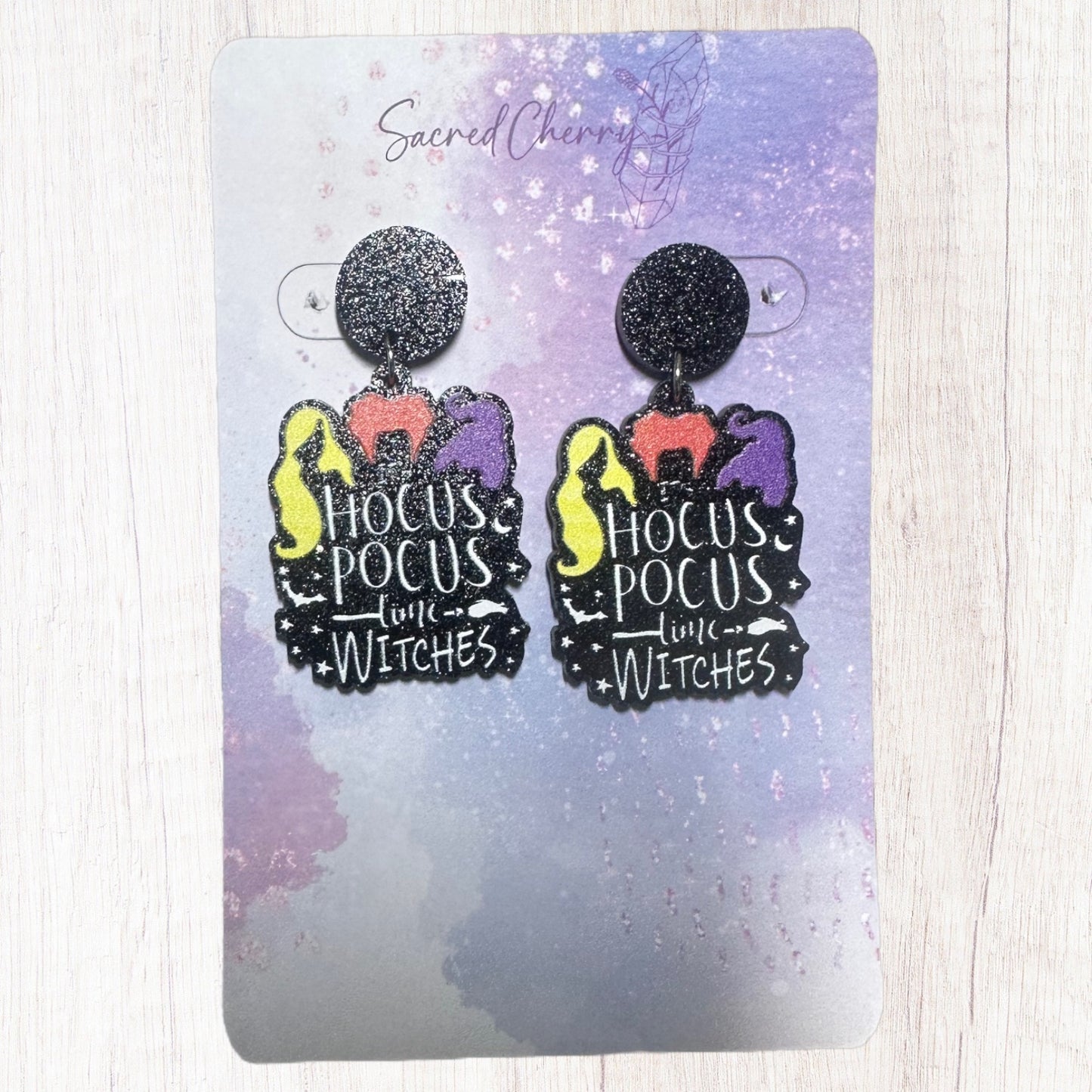 Halloween It's Hocus Pocus Time Witches Earrings