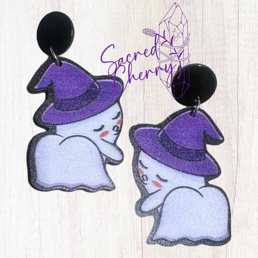 Halloween Twerking Ghost Witch Earrings