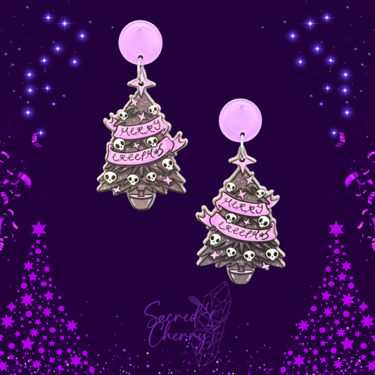 Merry Creepers Christmas Tree Earrings