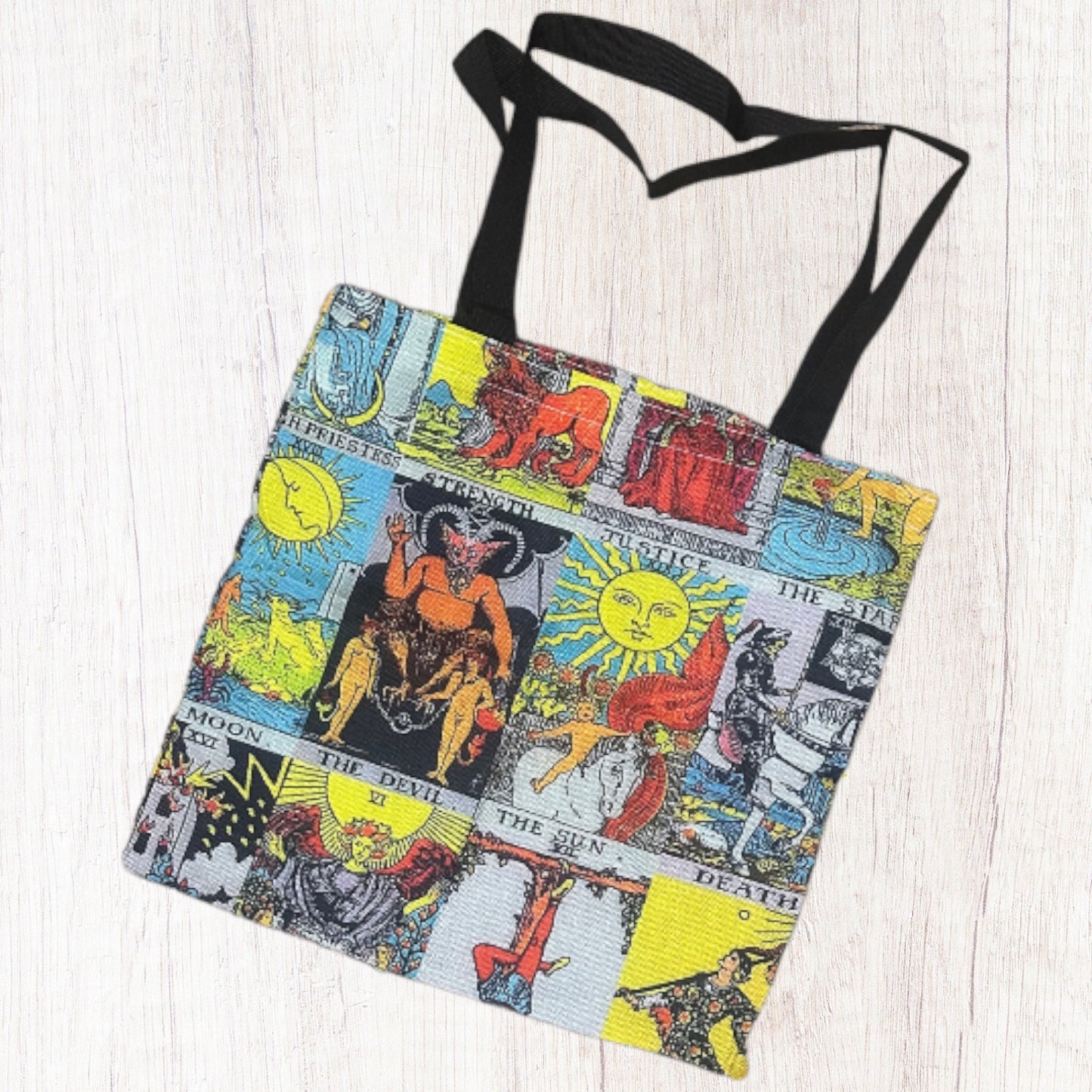 Tarot Shopper Tote: Bright Large Major Arcana Cards