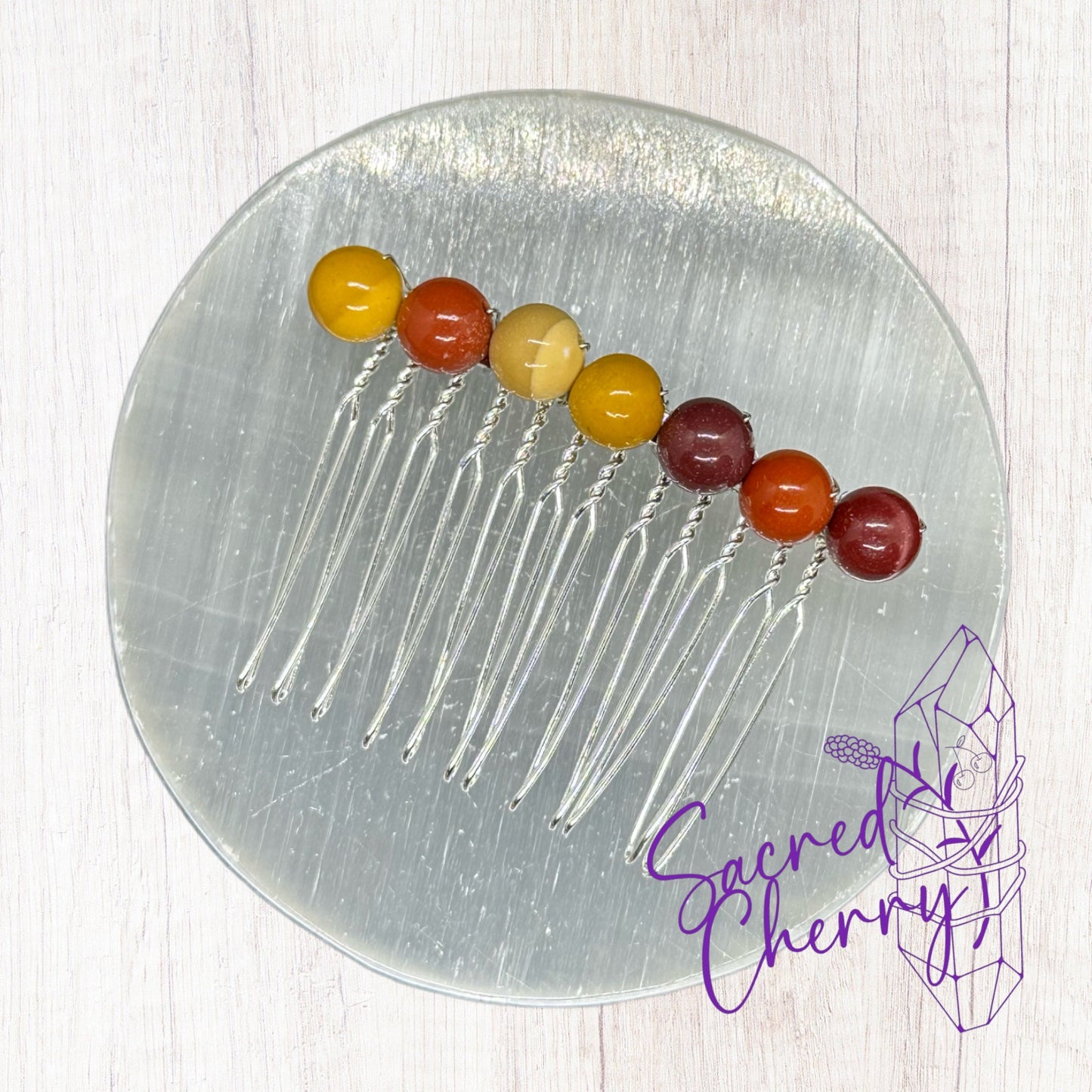 Mookaite Crystal Bead Hair Comb