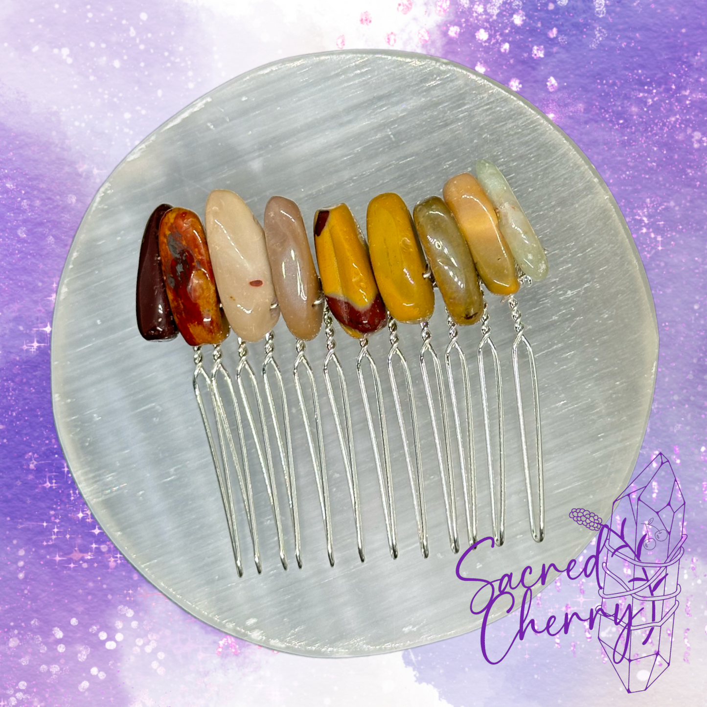 Mookaite Crystal Stick Point Hair Comb