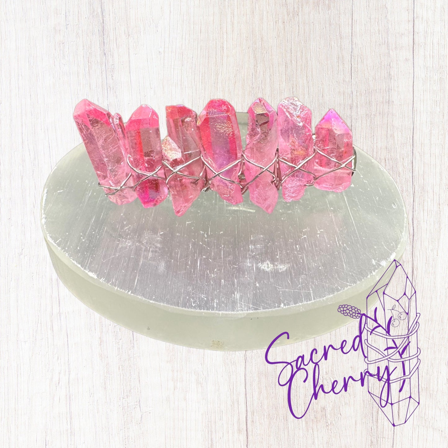 Pink Aura Quartz Crystal French Barrette Clip