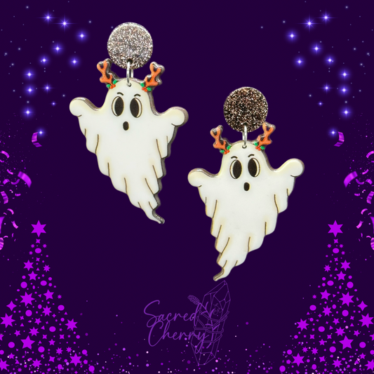 Christmas Reindeer Ghost Earrings