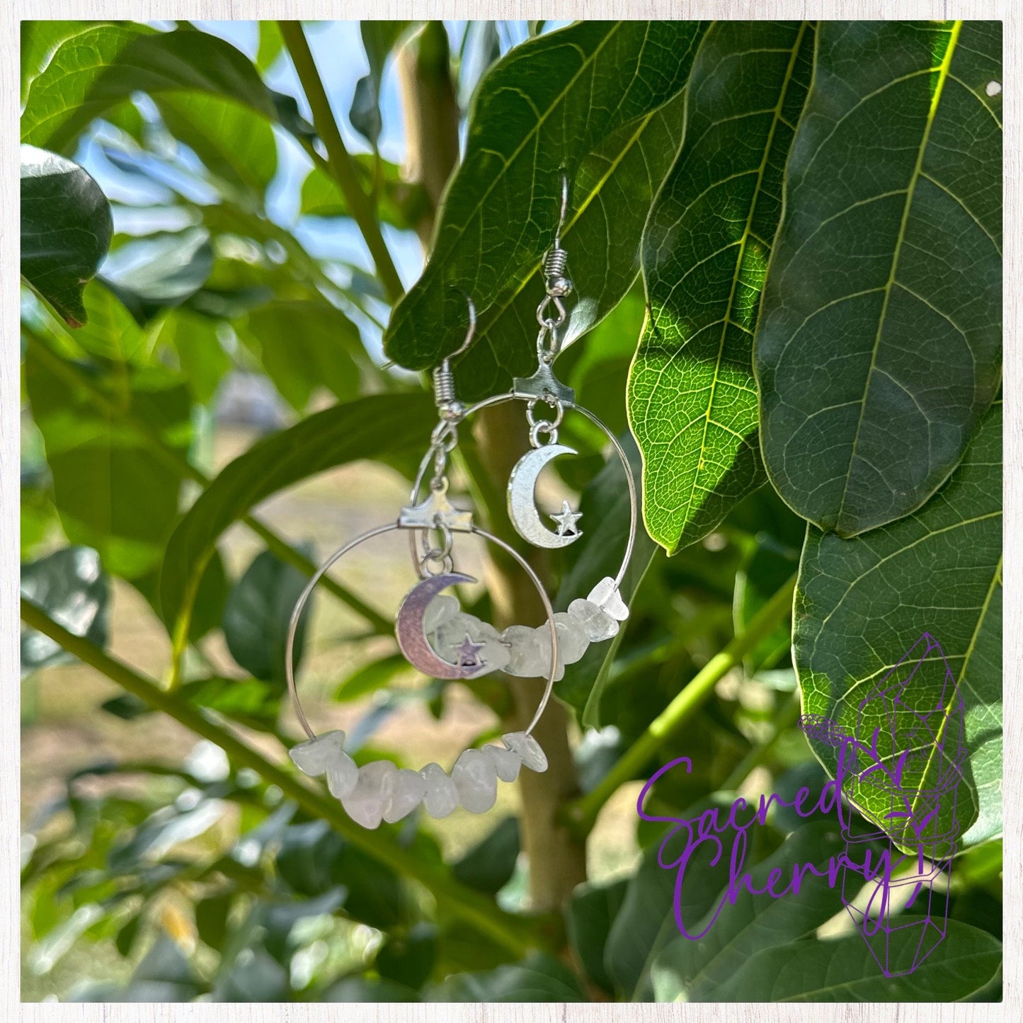 Rose Quartz Moon & Star Earrings