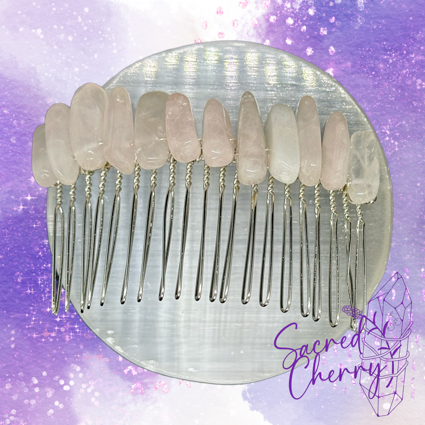 Rose Quartz Crystal Stick Point Hair Comb