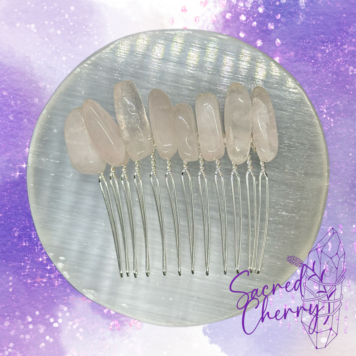 Rose Quartz Crystal Stick Point Hair Comb