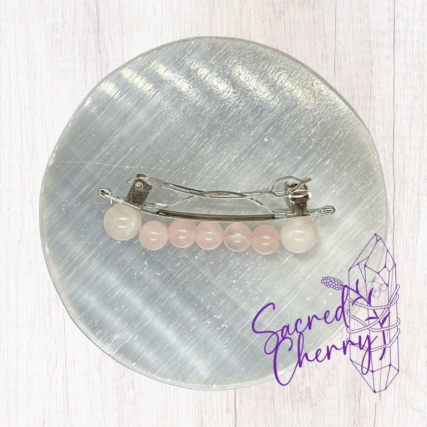 Rose Quartz Crystal French Barrette Hair Clip