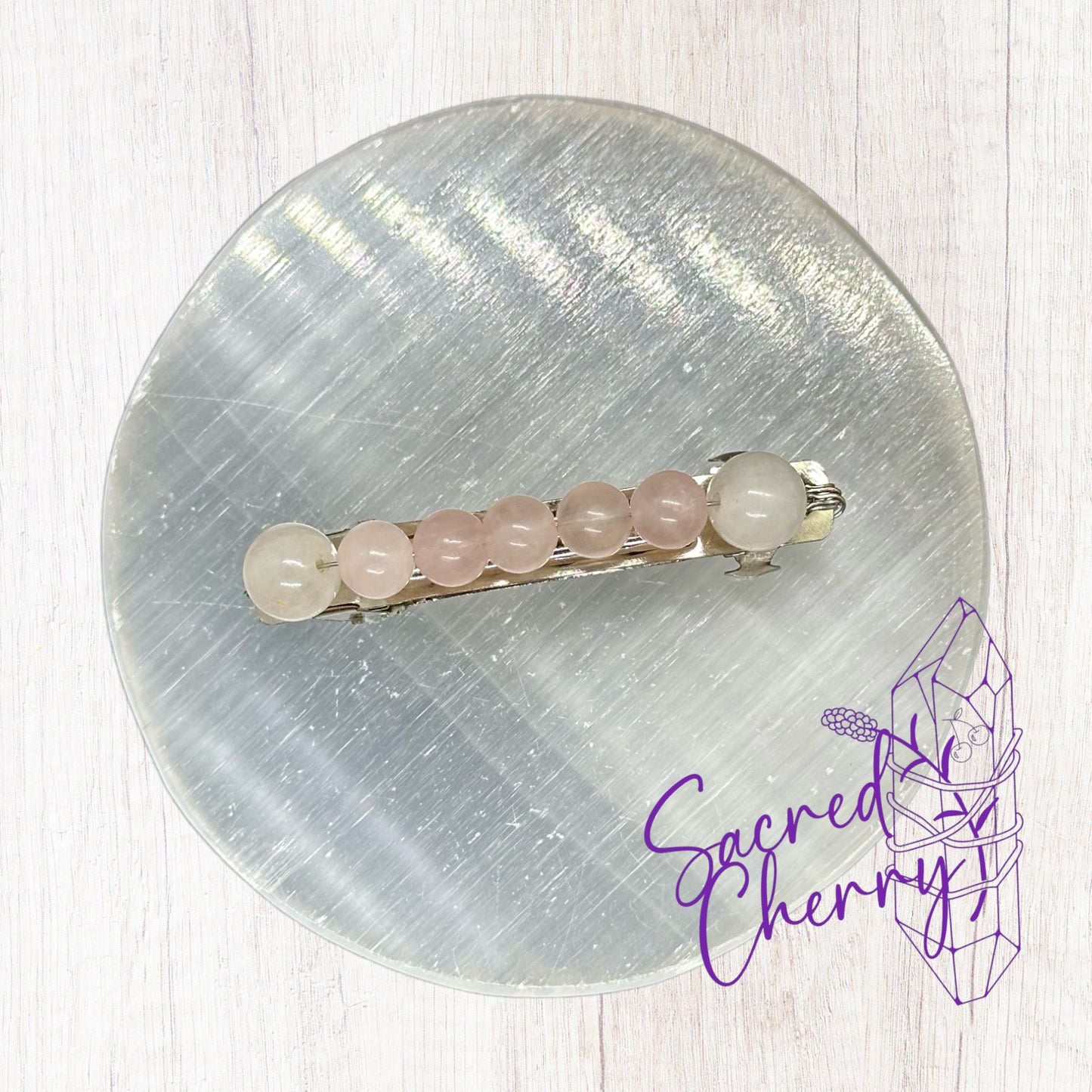 Rose Quartz Crystal French Barrette Hair Clip