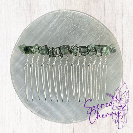Seraphinite Crystal Chip Hair Comb