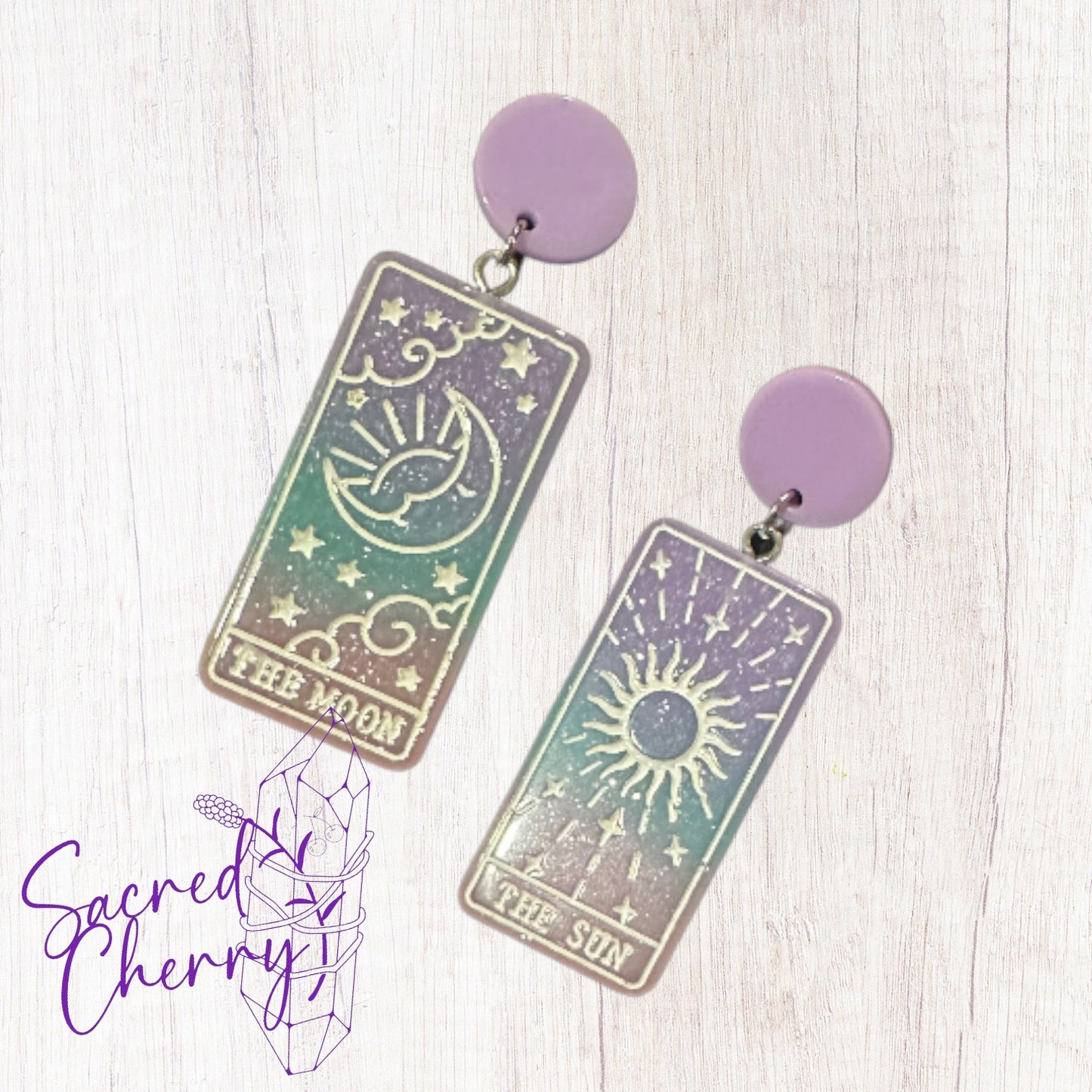 Shimmer The Moon & The Sun Tarot Earrings