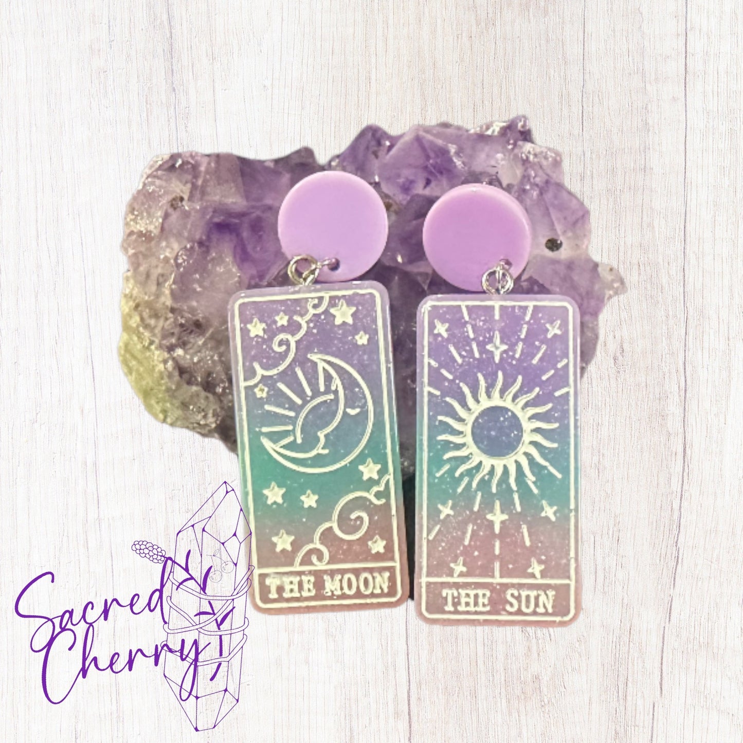 Shimmer The Moon & The Sun Tarot Earrings