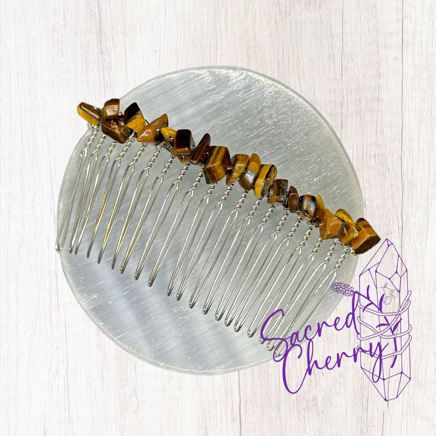 Tiger Eye Crystal Chip Hair Clip