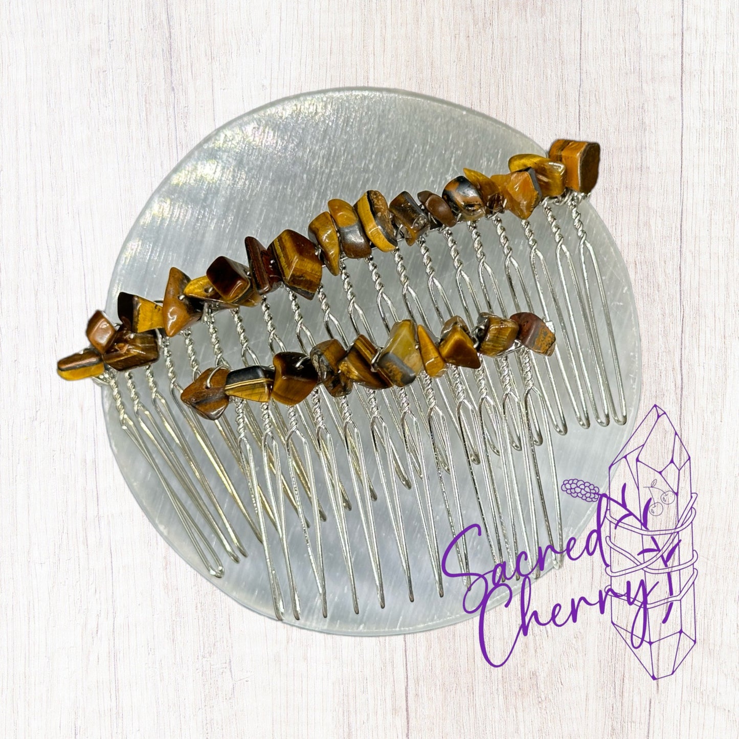 Tiger Eye Crystal Chip Hair Clip