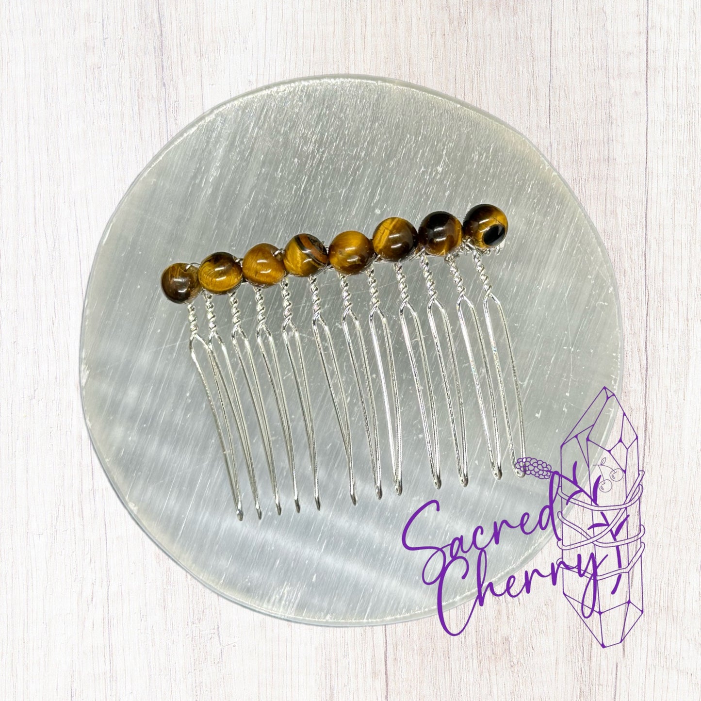 Tiger Eye Crystal Bead Hair Comb