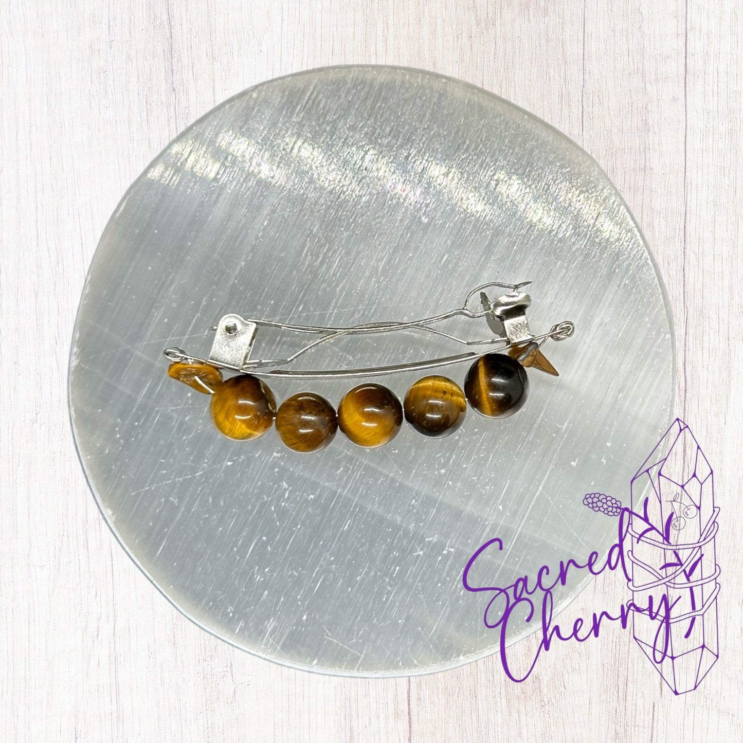 Tiger Eye Crystal French Barrette Hair Clip