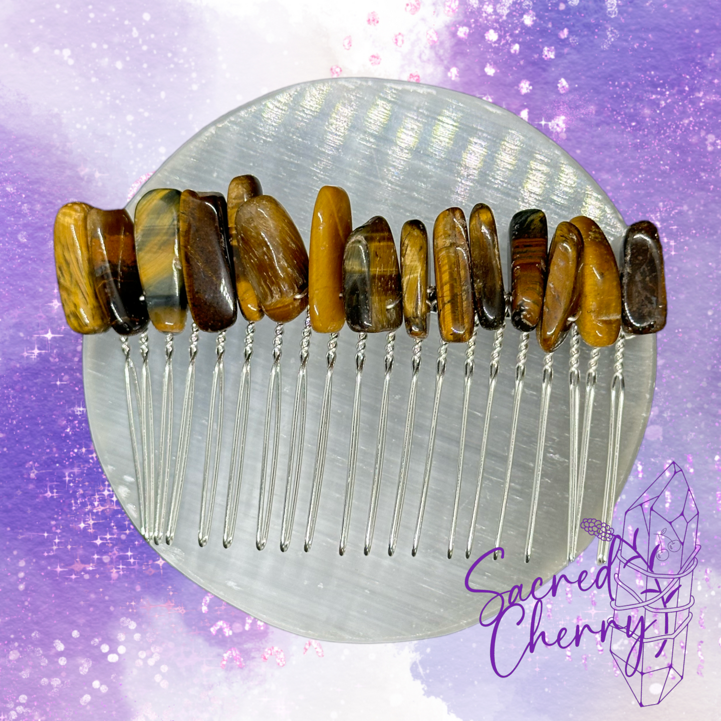 Tiger Eye Crystal Stick Point Hair Comb