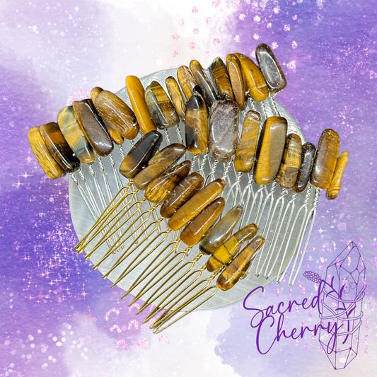 Tiger Eye Crystal Stick Point Hair Comb