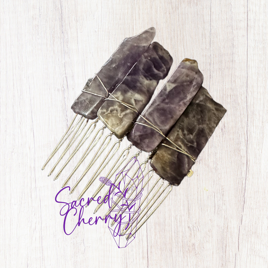 Dream Amethyst Silver Hair Comb