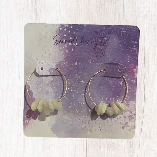 Moonstone Hoop Earrings