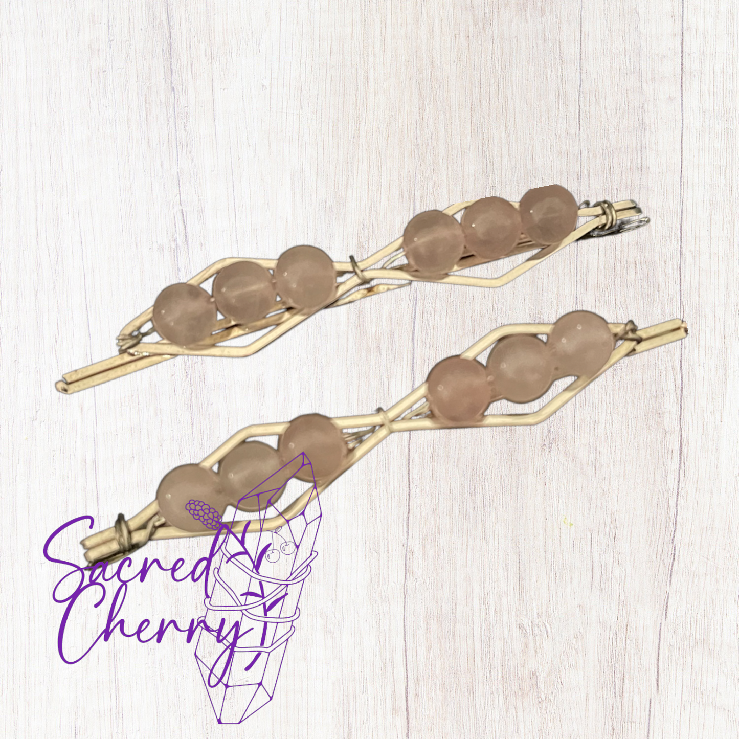 Silver Rose Quartz Decretive Bobby Pins