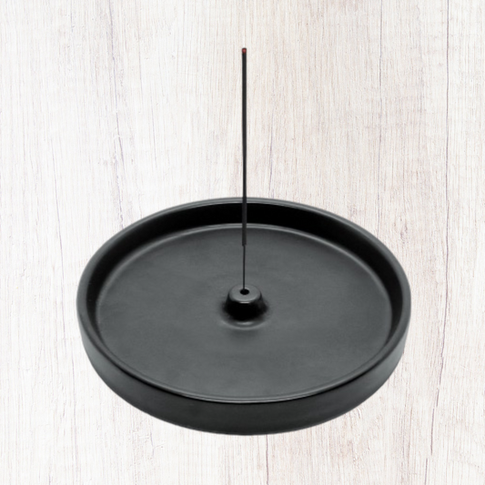 Round Black Ceramic Incense Holder