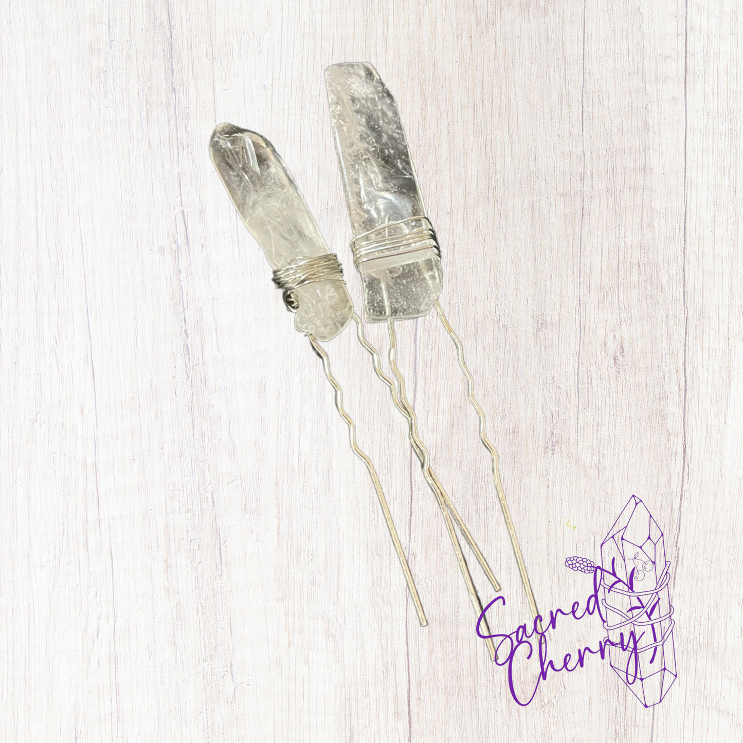 Silver Clear Quartz Hair Pin