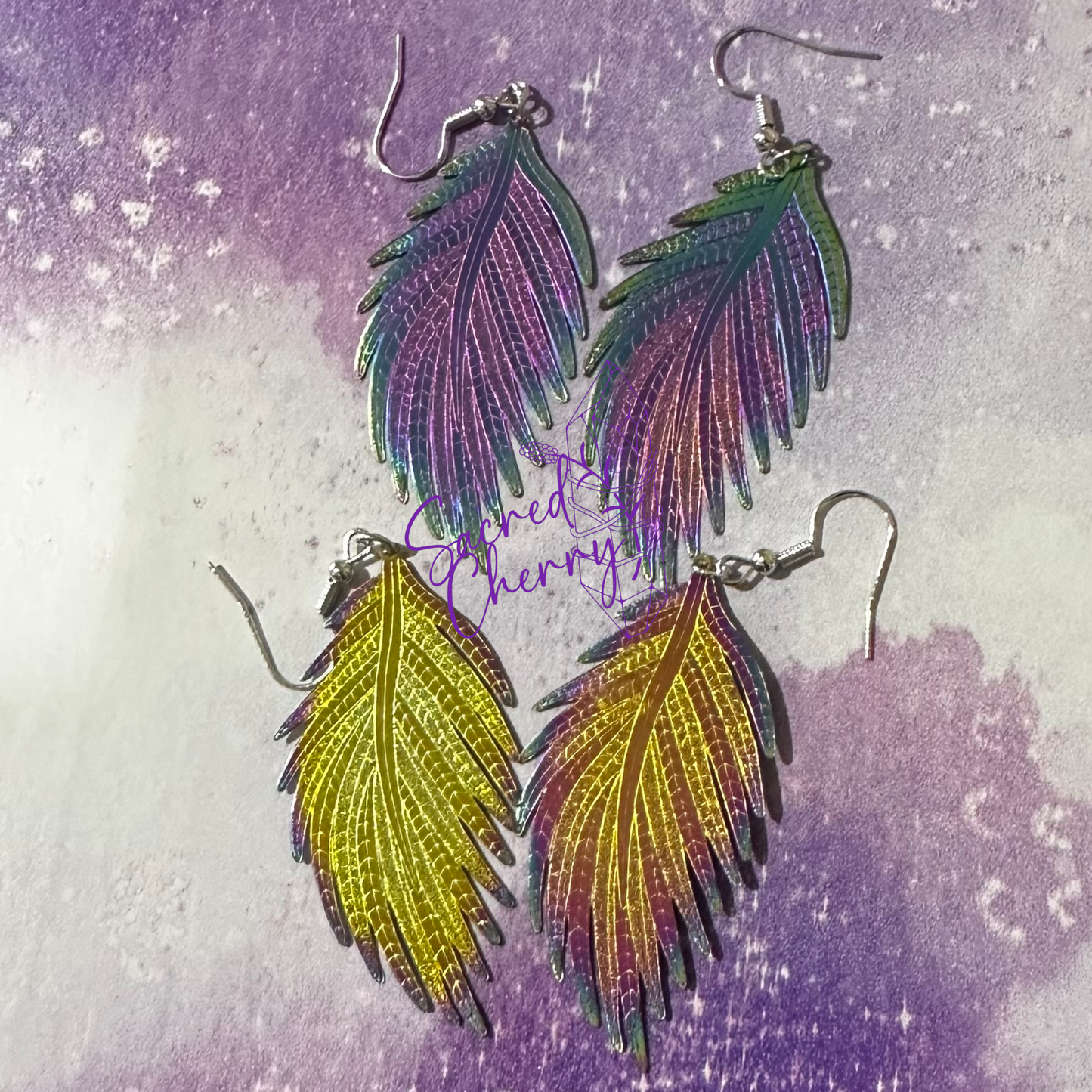 Rainbow Feather Earrings