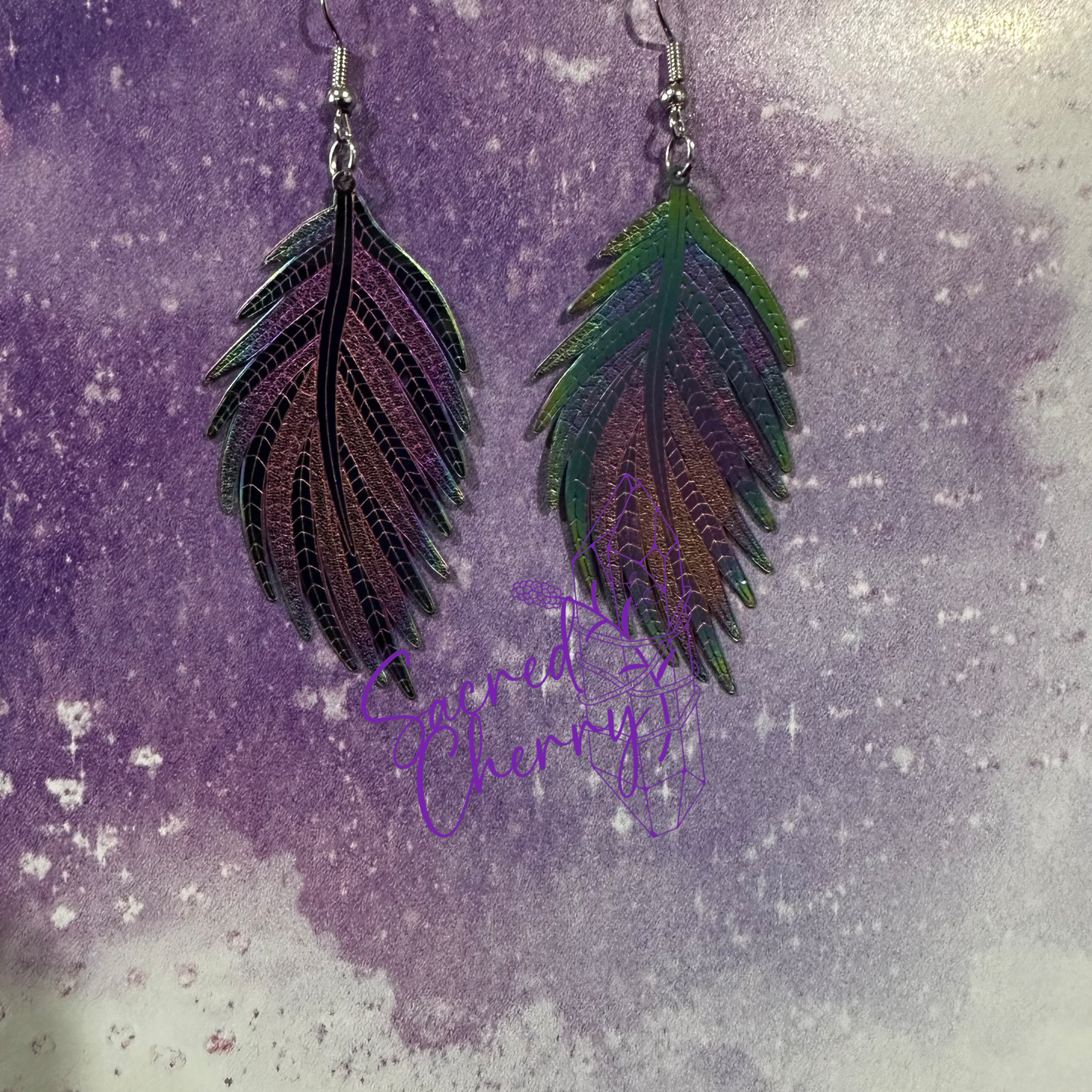 Rainbow Feather Earrings