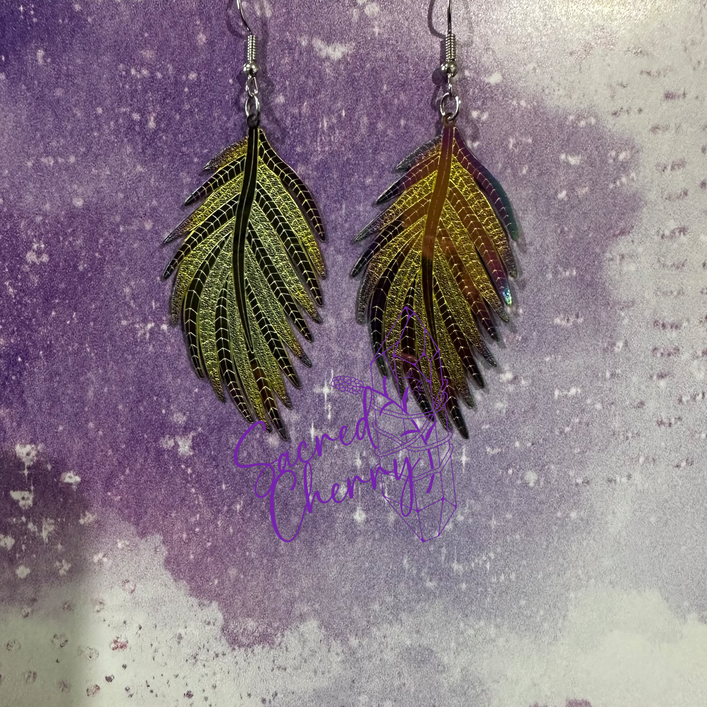 Rainbow Feather Earrings