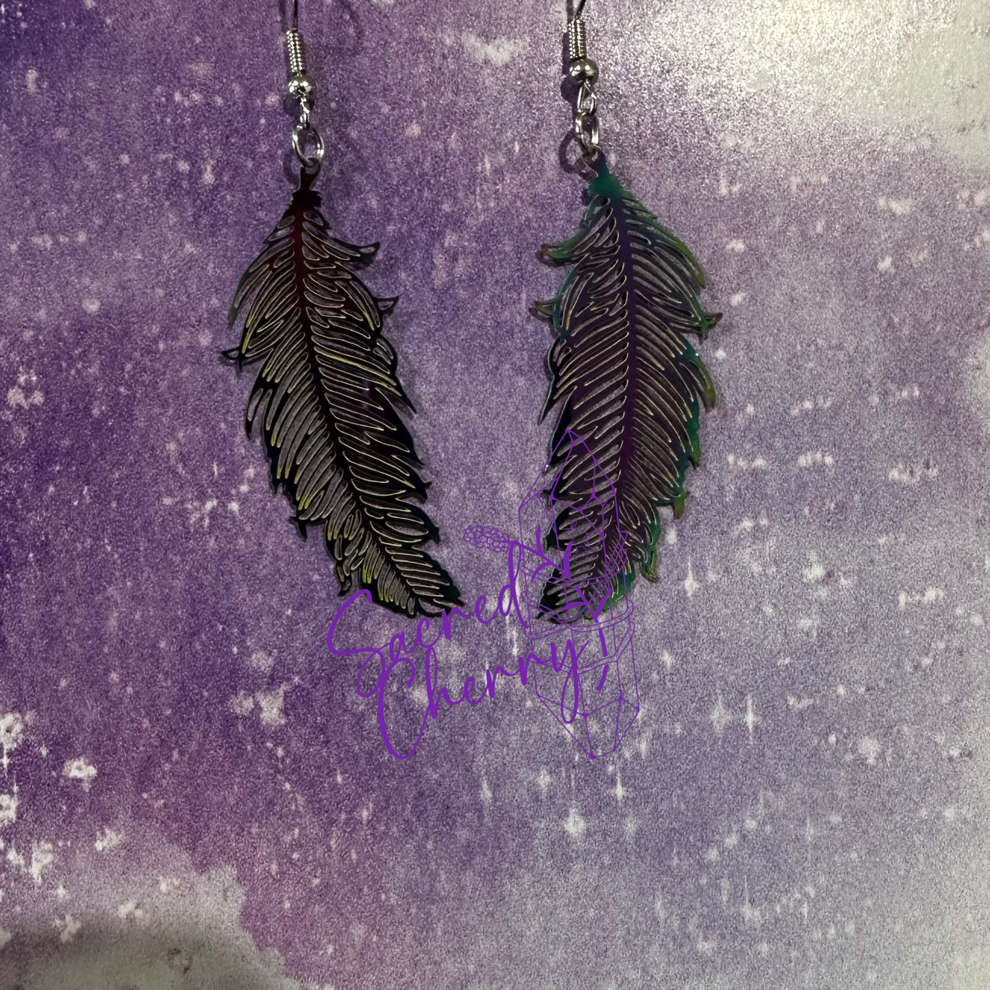 Rainbow Feather Earrings