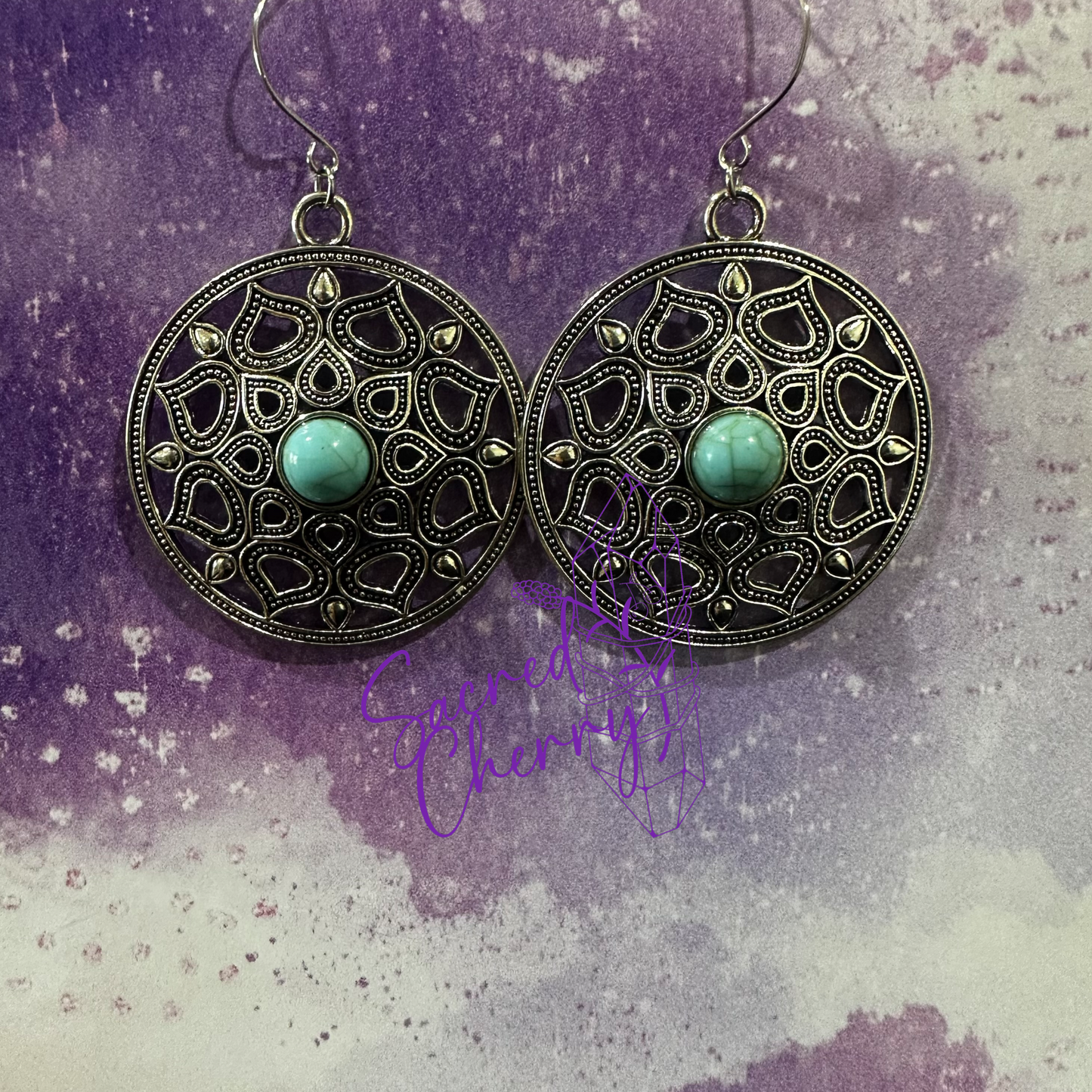 Turquoise Antique Silver Earrings