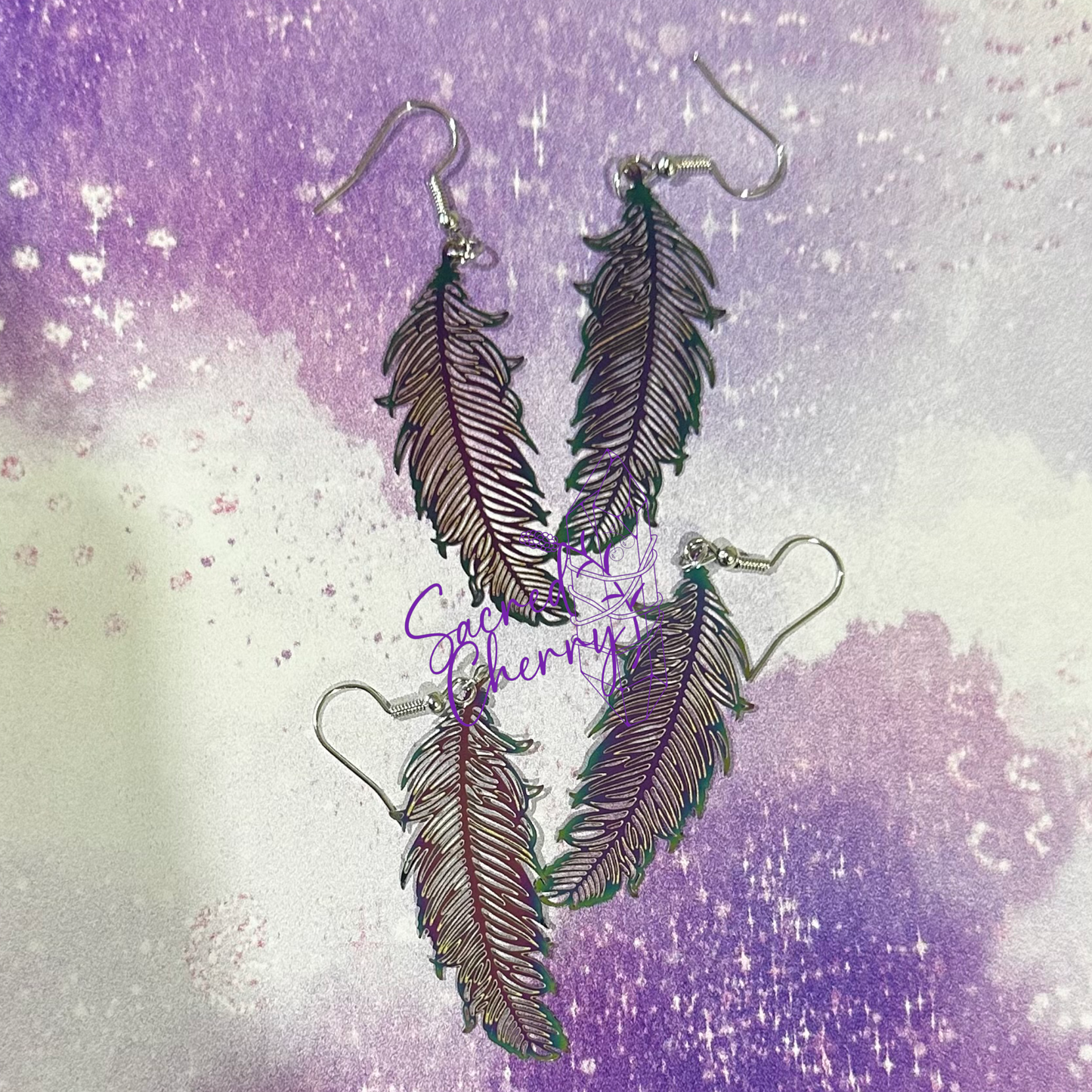 Rainbow Feather Earrings