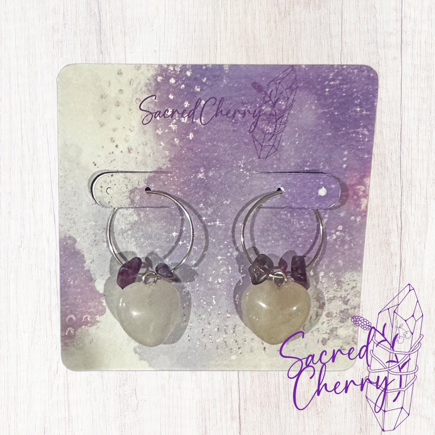 Rose Quartz & Amethyst Hoop Earrings