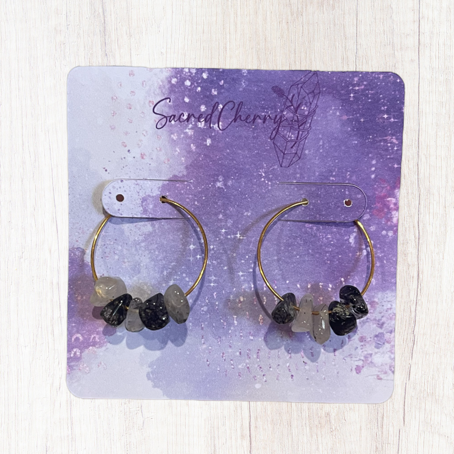 Tourmalinated Quartz Hoop Earrings